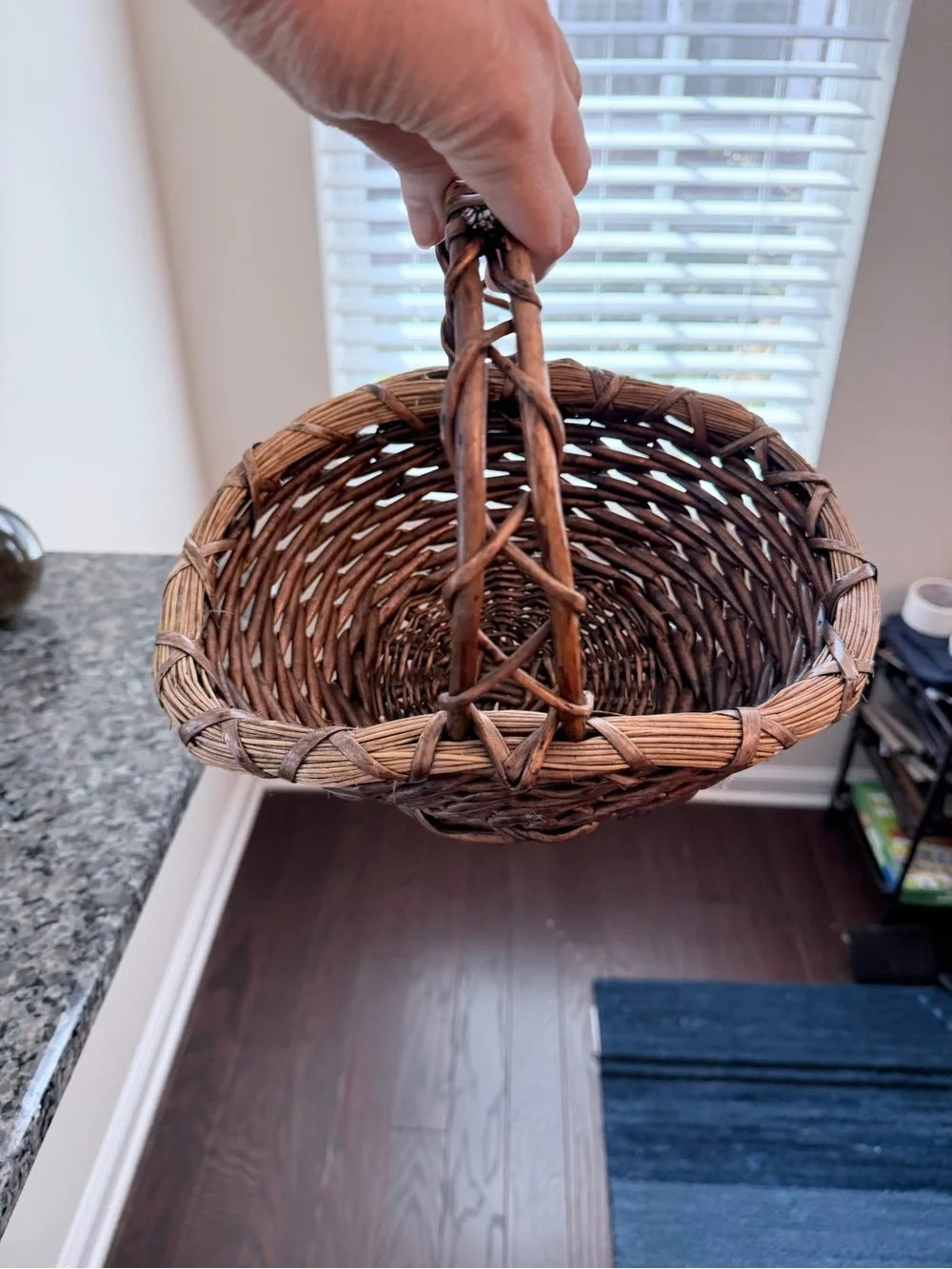 Rustic Brown Woven Handle Basket - Home Accents